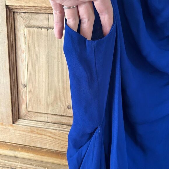 Liquid New York‎ 2 Royal Blue Slip Dress Gathered Silk - Picture 6 of 10
